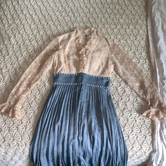 Freebird boho country dress lace western COSTUME model XS 0 2 S LONG free people - Picture 3 of 11